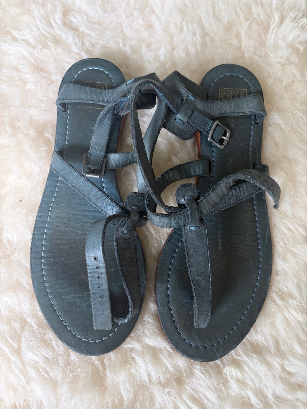Frye Blue  Leather Strappy Gladiator Sandals size 37